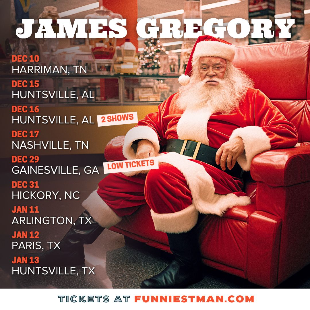 Who’s coming to see me next weekend in Huntsville, AL?!

Grab your tickets now at funniestman.com 

#jamesgregory #jamesgregorycomedy #standupcomedy