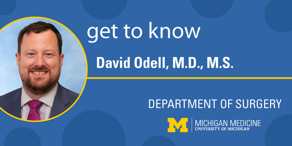 Michigan Surgery (@umichsurgery) on Twitter photo We're thrilled to have <a href="/DavidDOdell/">David Odell, MD MS</a> on board as our thoracic surgery section head. Some quick facts about him:
🧲Drawn to longitudinal nature of thoracic surgery
🏥Dedicated to expanding access to care
🇺🇸🇨🇦Dual passport holder
More about Dr. Odell here:
medicine.umich.edu/dept/surgery/n… We're thrilled to have <a href="/DavidDOdell/">David Odell, MD MS</a> on board as our thoracic surgery section head. Some quick facts about him:
🧲Drawn to longitudinal nature of thoracic surgery
🏥Dedicated to expanding access to care
🇺🇸🇨🇦Dual passport holder
More about Dr. Odell here:
medicine.umich.edu/dept/surgery/n…