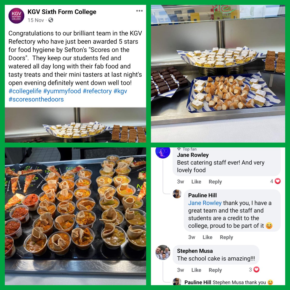 We love to hear great feedback, and this #facebook post from @kgvsixthform about our brilliant catering team is lovely to see! Well done @hillyp44 keep up the good work. #contractcatering #education #passionateaboutpeople