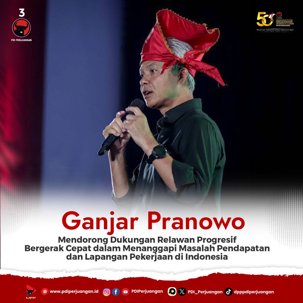 PDI_Perjuangan's tweet photo. Pengusaha Progresif Secara Resmi Deklarasi Dukung Ganjar-Mahfud

Pengusaha yang tergabung dalam Program Gotong Royong untuk Ekonomi Sejahtera dan Inklusif (Progresif) secara resmi mendeklarasikan dukungan untuk pasangan calon presiden-wakil presiden nomor urut tiga Ganjar Pranowo-Mahfud Md dalam Pemilu Presiden (Pilpres) 2024.

Direktur Nasional Progresif Eka Sastra mengatakan Indonesia dapat mencapai keunggulan dan kesejahteraan melalui tata kelola pemerintahan yang baik dan diyakini dimiliki Ganjar-Mahfud karena punya pengalaman dalam dunia pemerintahan.

Ganjar Pranowo optimistis relawan progresif dapat bergerak lebih cepat dalam menanggapi masalah yang kerap dikeluhkan masyarakat, terutama terkait pendapatan rendah dan ketersediaan lapangan pekerjaan.

#PDIPerjuangan
#GanjarUntukSemua
#GanjarPresiden
#MEnangkanGAnjar
#GanjarMahfud
#GanjarMahfud2024