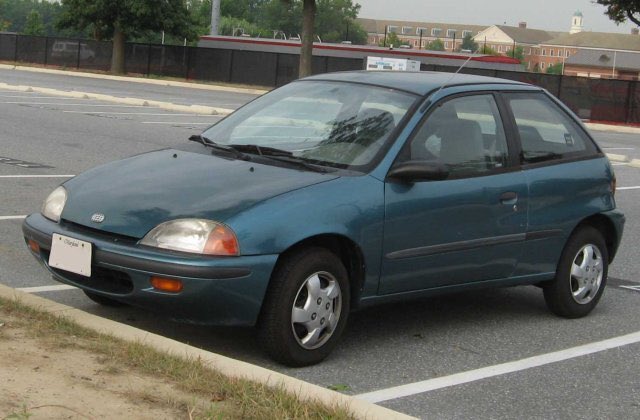 My first car was a $400 1996 Geo Metro. I was just happy that I was getting 40mpg and only cost me $20 to fill up a month!