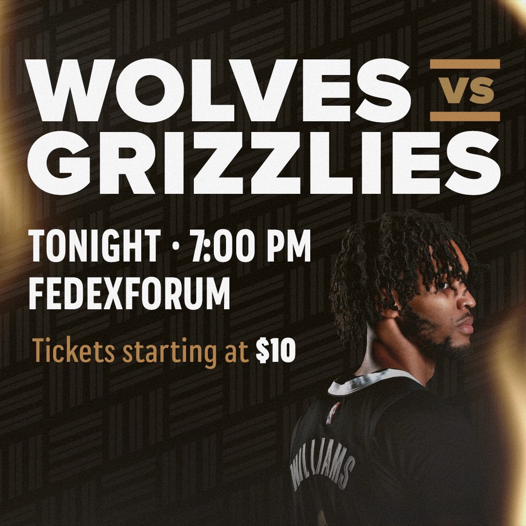 memgrizz's tweet photo. 901 type beat 

🆚 @Timberwolves 
⏰ 7pm 
📺 @GrizzOnBally 
📻 @929espn 

🎟️ https://t.co/DQNVU5wkP6 https://t.co/KxVYn5VoMv