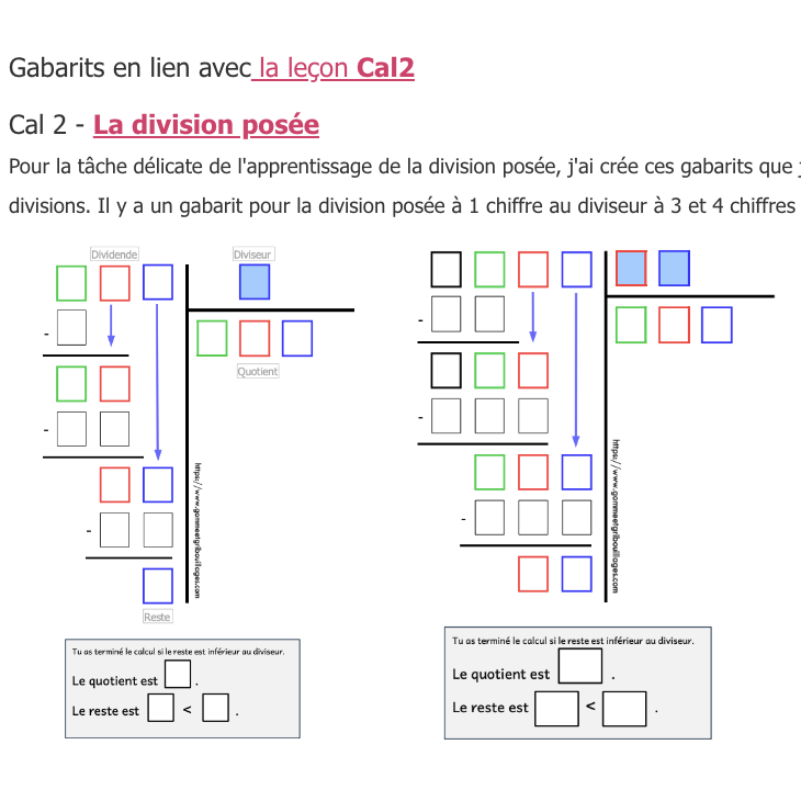 Gommetgribouill's tweet photo. Calculs au cycle 3
Des gabarits pour aider à poser les divisions et comprendre la technique opératoire
👉 https://t.co/ETfK1CnpDw

#gommeetgribouillages
#professeurdesecoles #cycle3 #CM1 #CM2 #6eme  #maths #mathschallenge #calculs #divisions https://t.co/wJgMghLNAh