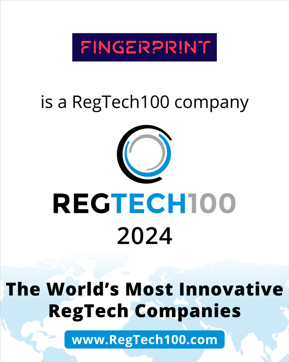 FingerprintSUPV's tweet photo. We're VERY excited to announce that we have made the RegTech100 2024 list, for a second year running! 🎉

The #RegTech100 2024 list showcases the world's top 100 most innovative and disruptive businesses in the regulatory technology space.

Learn more: https://t.co/Ty6FD3pBo9 https://t.co/4H2XeLkQhZ