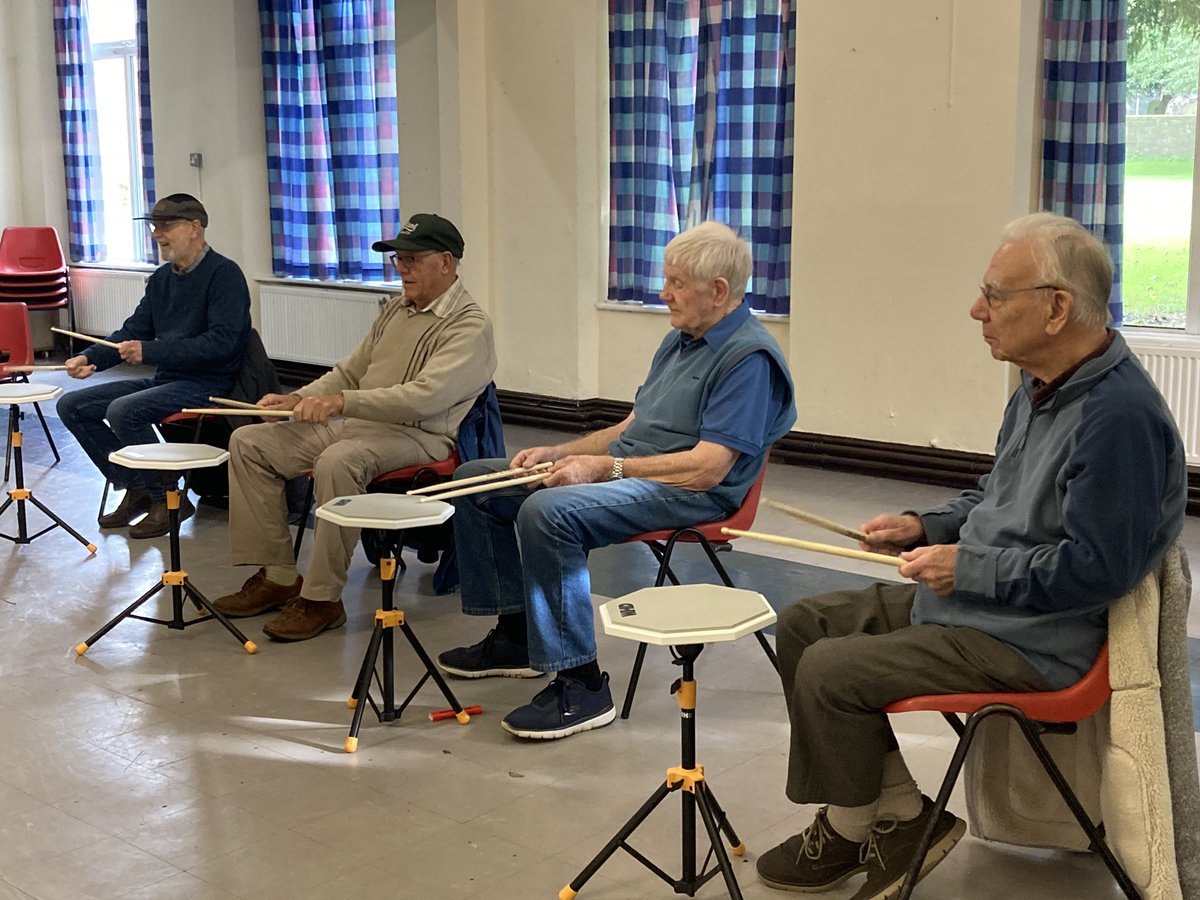 KeithMcTosh's tweet photo. @LEAD_Coalition Hi Ian, here’s Alan from our Leyland based #Drumming4Dementia Therapeutic 🥁 group playing along to one of the groups favourite songs ‘Simply the Best ‘ 👏 🥁👏#CBDProject #drummingforhealth #musicfordementia #playlistforlife #dementiauk 👏🥁🎶👏 https://t.co/E90nCkoncv