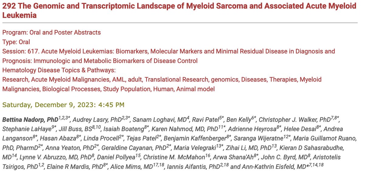 BettinaNadorp (@bettinanadorp) on Twitter photo On my way to #ASH2023! Excited to present our work on myeloid sarcoma tomorrow, 12/09: 4:45 pm, Room 6CF! Great multi-institutional effort with <a href="/audrey_lasry/">Audrey Lasry</a>, <a href="/AkEisfeld/">AK Eisfeld</a>, <a href="/iannisaifantis1/">Iannis Aifantis</a>! Hope to see you there! On my way to #ASH2023! Excited to present our work on myeloid sarcoma tomorrow, 12/09: 4:45 pm, Room 6CF! Great multi-institutional effort with <a href="/audrey_lasry/">Audrey Lasry</a>, <a href="/AkEisfeld/">AK Eisfeld</a>, <a href="/iannisaifantis1/">Iannis Aifantis</a>! Hope to see you there!