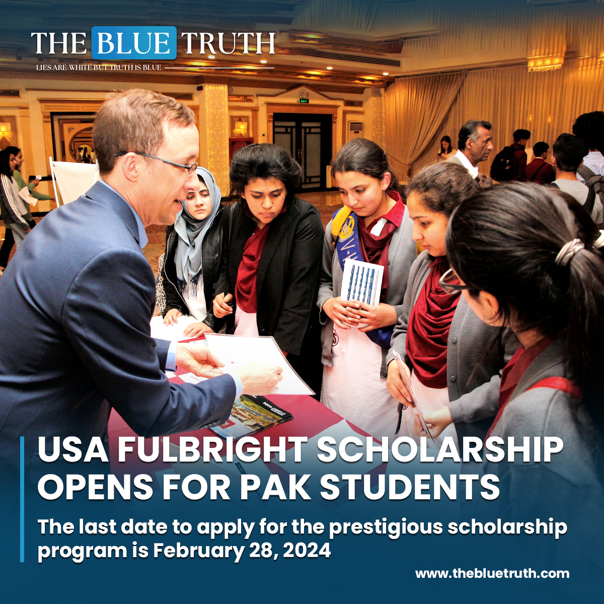 US Fulbright scholarship program opens for Pak students.
The last date to apply for the prestigious scholarship program is February 28, 2024.

#USEFP #FulbrightStudentProgram #EducationalExchange #ScholarshipOpportunity #GraduateStudies #tbt #TheBlueTruth