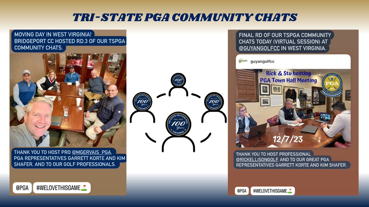 That's a wrap on 4 Rounds of our TSPGA Member Community Chats. 

Thank you to Garrett Korte, PGA, Kim Shafer, PGA, LPGA, and our West Virginia host clubs and pros at Bridgeport CC and Guyan G&amp;CC.