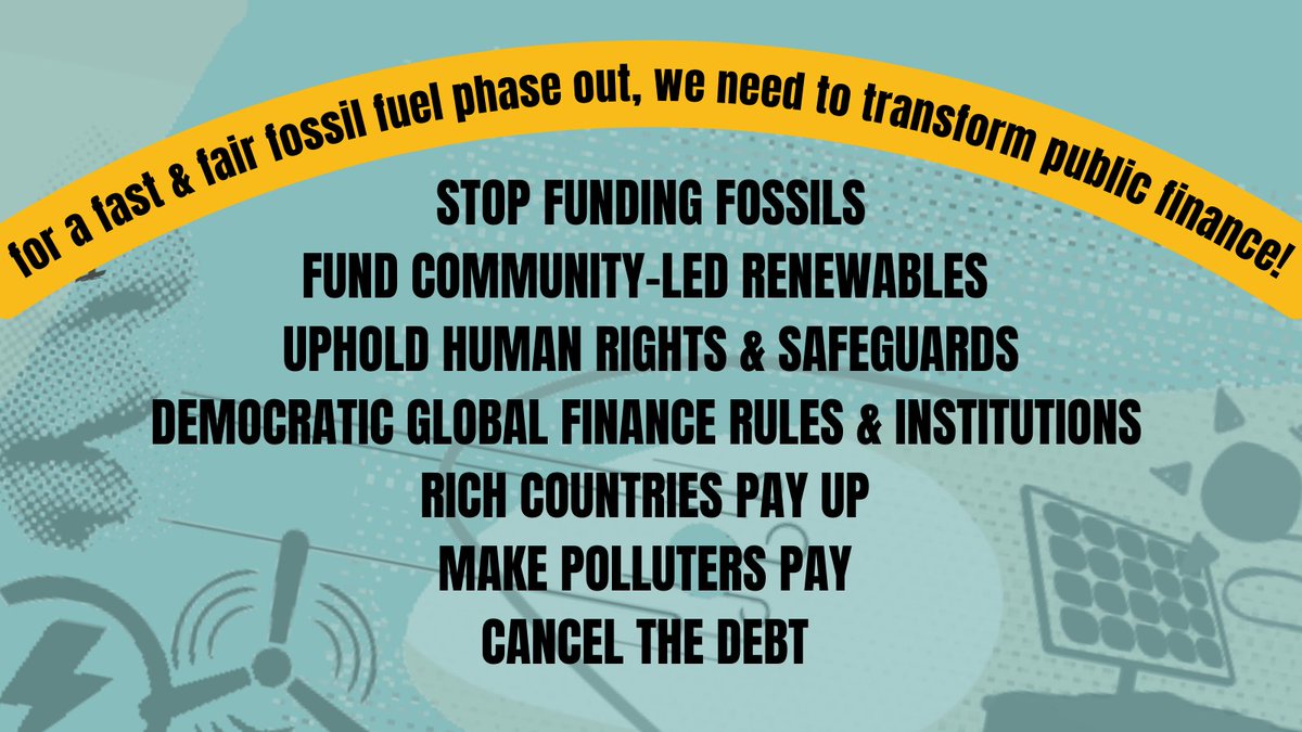 📢A historic agreement for a fair & fast fossil fuel phase out is within reach at #COP28! But it is still missing language on how we will pay for it. Civil society is united: it’s time to defund the bad, fund the good & change the rules!💸 priceofoil.org/2023/12/02/200… #cancelthedebt