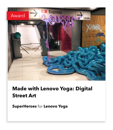 Another one!!!! 🔥 
Our Digital Street Art content series for Lenovo's Yoga laptop just won a The Drum award! 

In the 'Social Media: Consumer Goods' category. 
thedrumawards.com/live/en/page/r… 

Learn more at hellosuperheroes.com/work