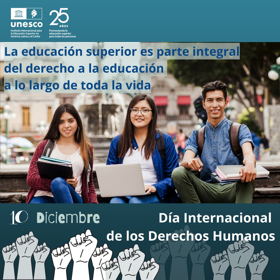 ✊UNESCO IESALC se une a los 75 años de la Declaración Universal de los Derechos Humanos resaltando que la educación superior -piedra angular de los #DDHH- debe ser universal, equitativa y de la más alta calidad y a lo largo de toda la vida.

🎓bk58.short.gy/j5F46v
#HR75