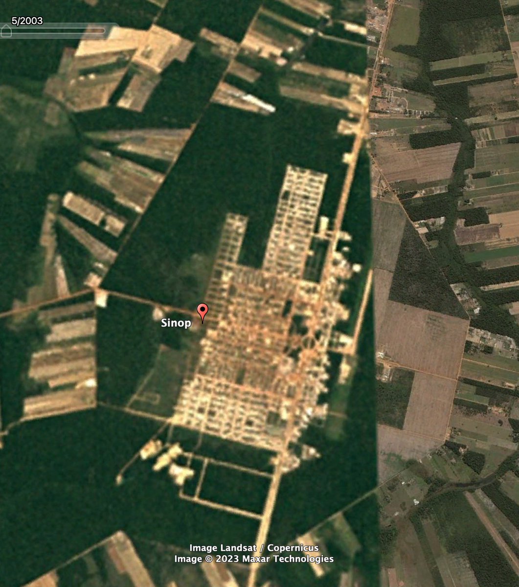 PregoneroL's tweet photo. Sinop, ciudad en el Mato Grosso de Brasil.  Tenía 80 mil habitantes en el 2003, hoy tiene 200 mil.  Se desarrolla exclusivamente gracias al agronegocio y hoy aloja 10.000 empresas, se venden torres de edificios en 1 solo día.  Argentina no tuvo lo mismo porque decidió castigar las exportaciones con retenciones, prohibiciones y cepo. 🇦🇷🇧🇷

2003  // 2023