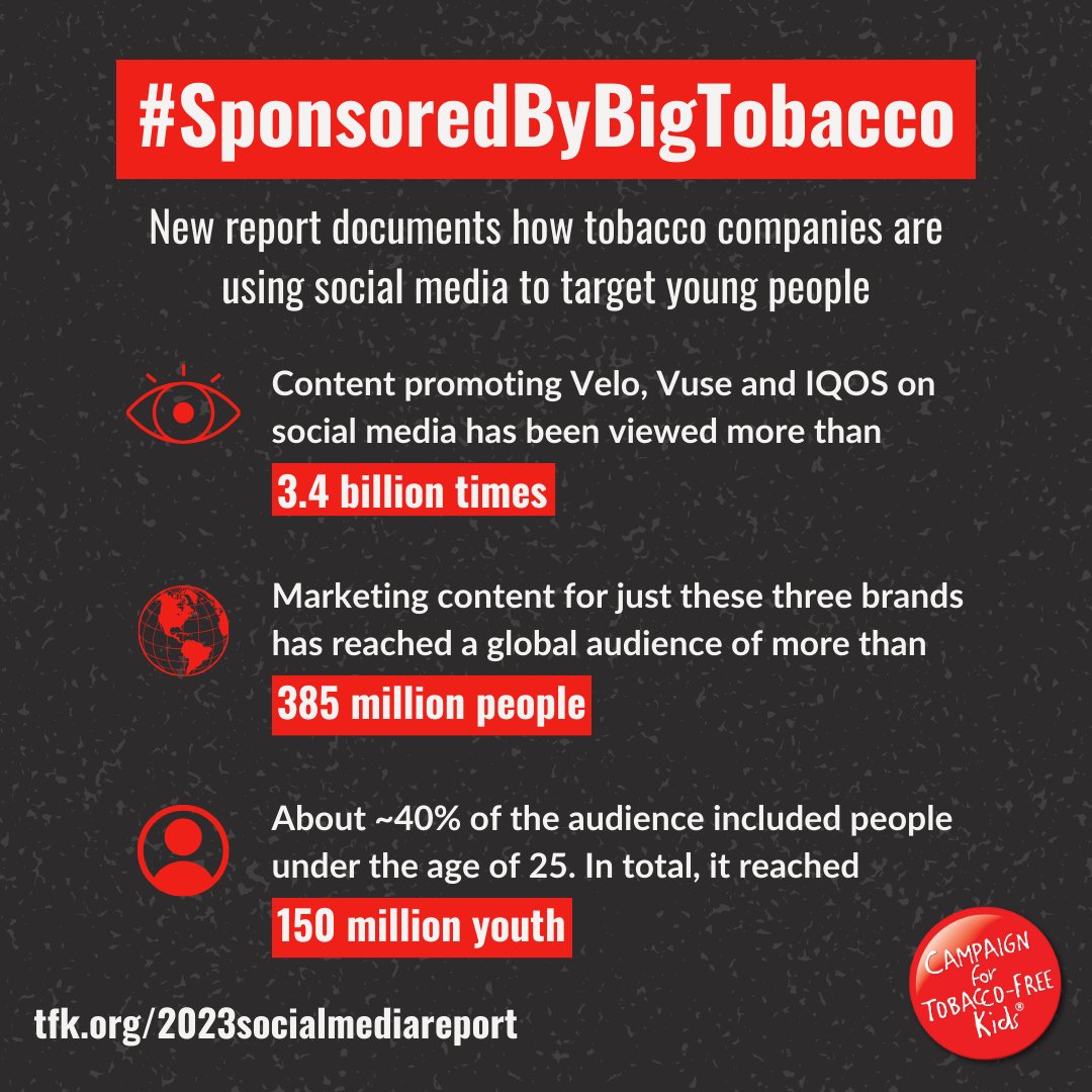 BREAKING: Our new report documents how British American Tobacco &amp; Philip Morris International are exploiting social media to market addictive products to millions of young people. 

🧵 (1/4)

tfk.org/2023socialmedi…