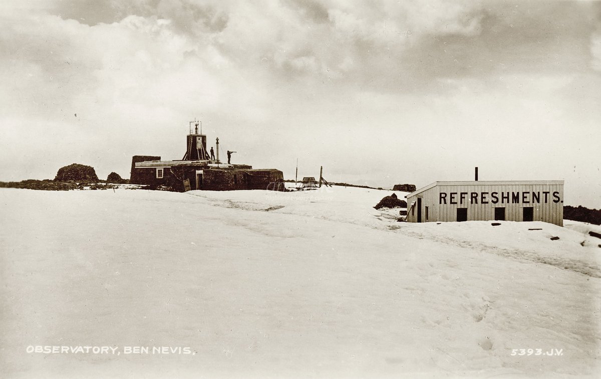 The Observatory at the summit of Ben Nevis (left) and the Observatory Hotel which had just opened when this photograph was taken in 1885
#winter #snow

[photo: J. Valentine &amp; Sons; source: <a href="/hlhlibraries/">High Life Highland Libraries</a>' postcard collection]