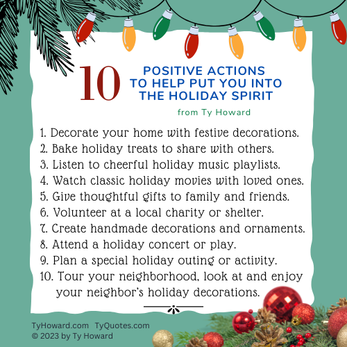 TyHoward410's tweet photo. 10 Positive Actions to Help Pu You Into the Holiday Spirit ~ from Ty Howard https://t.co/Bn3d9qnXCZ