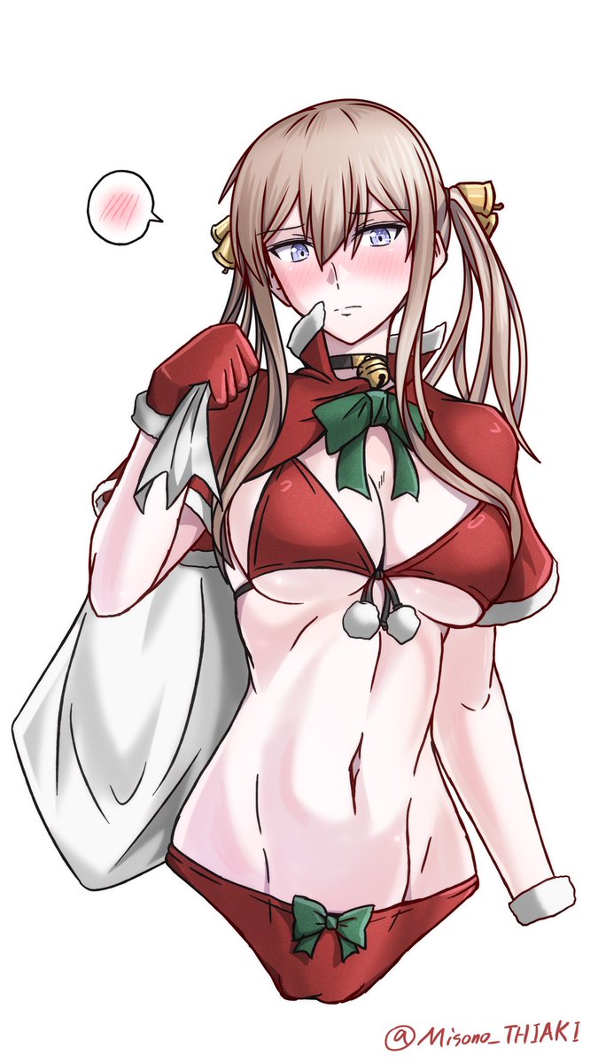 #艦これ版深夜の真剣お絵描き60分一本勝負 
#艦これ版真剣お絵描き60分一本勝負_20231208
クリスマスといえばビキニサンタは常識だぞグラーフ…… 