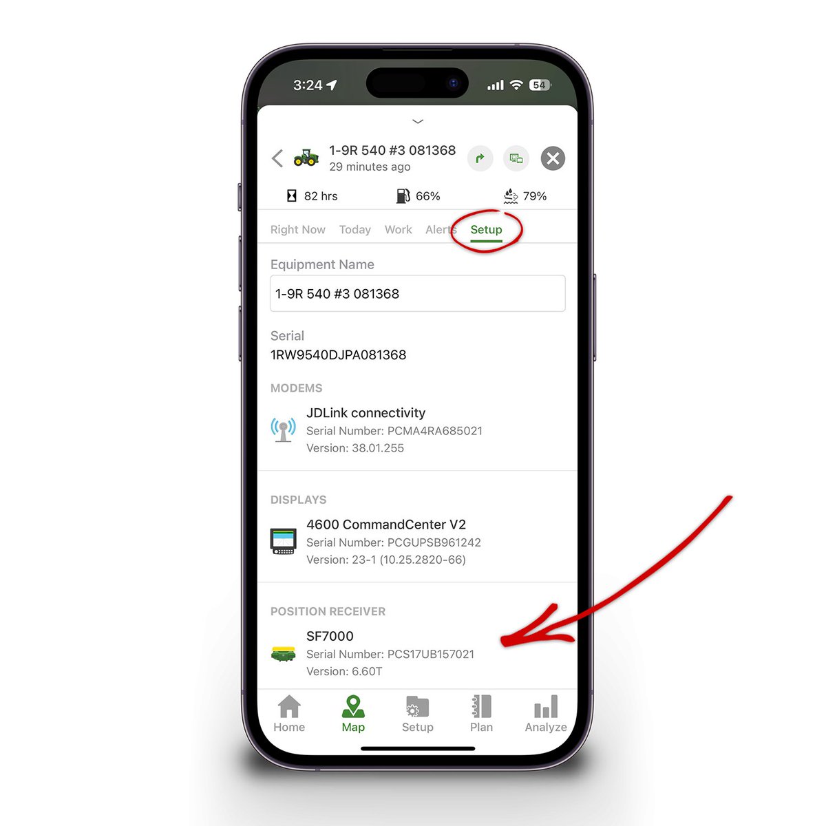 kyleplattner's tweet image. StarFire receiver details are now available under the Setup tab of Equipment Details in the latest release of @JohnDeere Operations Center Mobile!