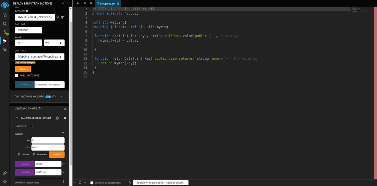 VivekNath_eth's tweet image. mapping refers to a data structure that associates keys with values. It is similar to an array.
 Mappings store and retrieve data efficiently based on a unique key.
#Web3 
#web3Developer
#SOLIDITY