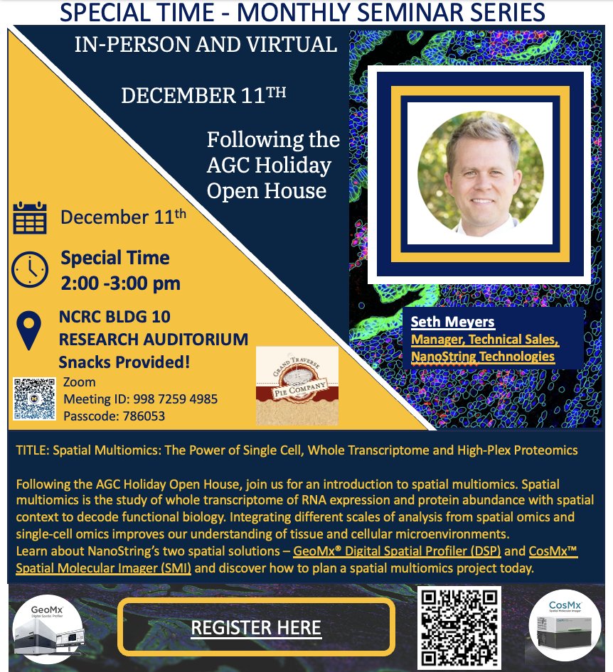 Join us Monday December 11th at 2:00 pm In-Person or via Zoom for our Next Monthly Seminar! For more information, to register or for the Zoom link,  please visit us at: singlecellspatialanalysis.umich.edu/monthlyseminar…