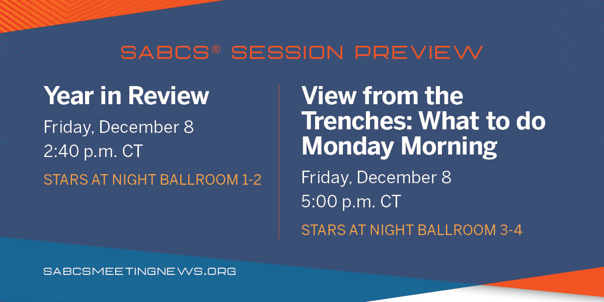 SABCSSanAntonio's tweet image. Friday afternoon at #SABCS23: Put recent developments into perspective with the Year in Review and View from the Trenches sessions. Read a preview in SABCS Meeting News: 
bit.ly/46OnqOq 
#BCSM @AACR