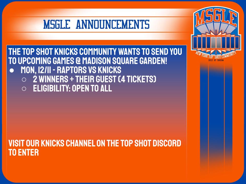 We are sending
<a href="/nyknicks/">NEW YORK KNICKS</a>
collectors to 🏀 games throughout the season.   #NBATopShotThis #FutureofFandom #NYKnicksMSGLE

<a href="/NBATSCommunity/">Top Shot Community</a>

@nbatopshot

<a href="/intangible_eth/">Steve 🏀</a>

<a href="/NineLivesLounge/">NineLivesLounge</a>

<a href="/PackripEwing/">Packrip Ewing</a>

<a href="/Eisenberg43/">Jacob Eisenberg</a>

<a href="/0xSteady/">Steady</a>

<a href="/TheGarden/">MSG</a>

<a href="/hellodapper/">Dapper</a>