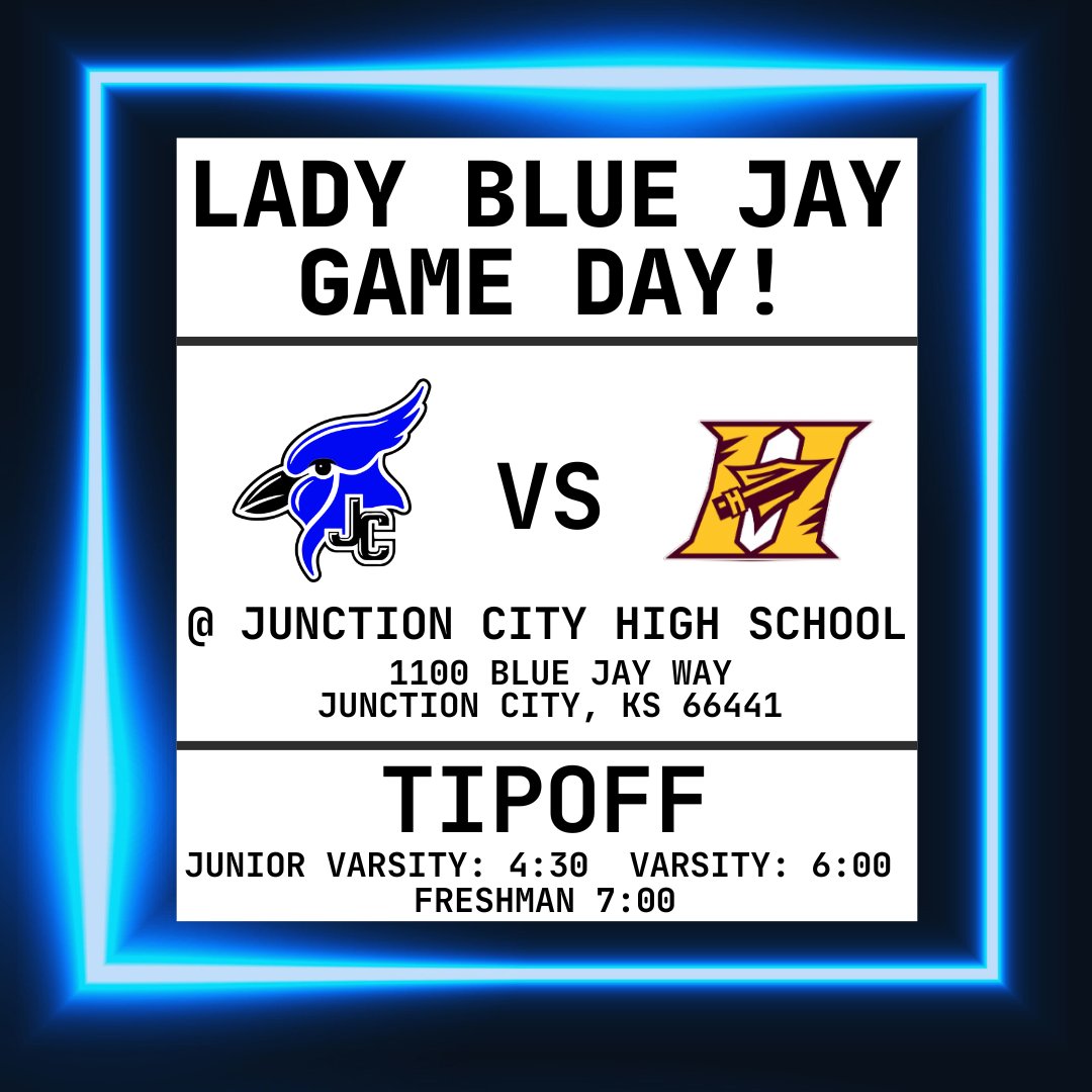 Your Lady Blue Jays take on the Hays High Indians tonight at The Nest!

Games will be livestreamed at: youtube.com/@junctioncityh…