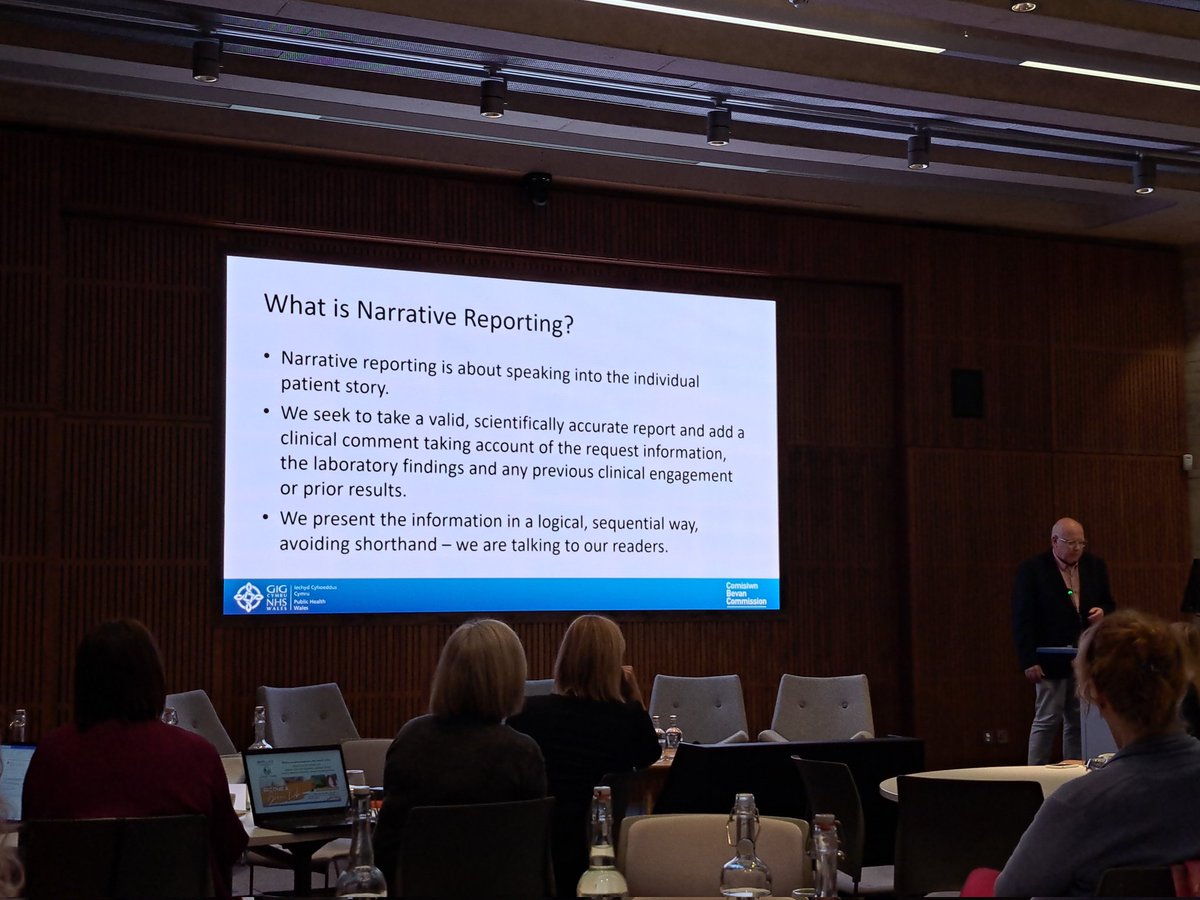 robshorten's tweet photo. @RCPath @BernieCroal @TheACBNews @GP_LiaisonUK @Martin1Myers @LancsHospitals @LabMedicineMFT @DrMDSimmons explains how #NarrativeReporting in microbiology can nudge (or nag!) users to send fewer, and better quality samples. https://t.co/f5eH51Xmnf