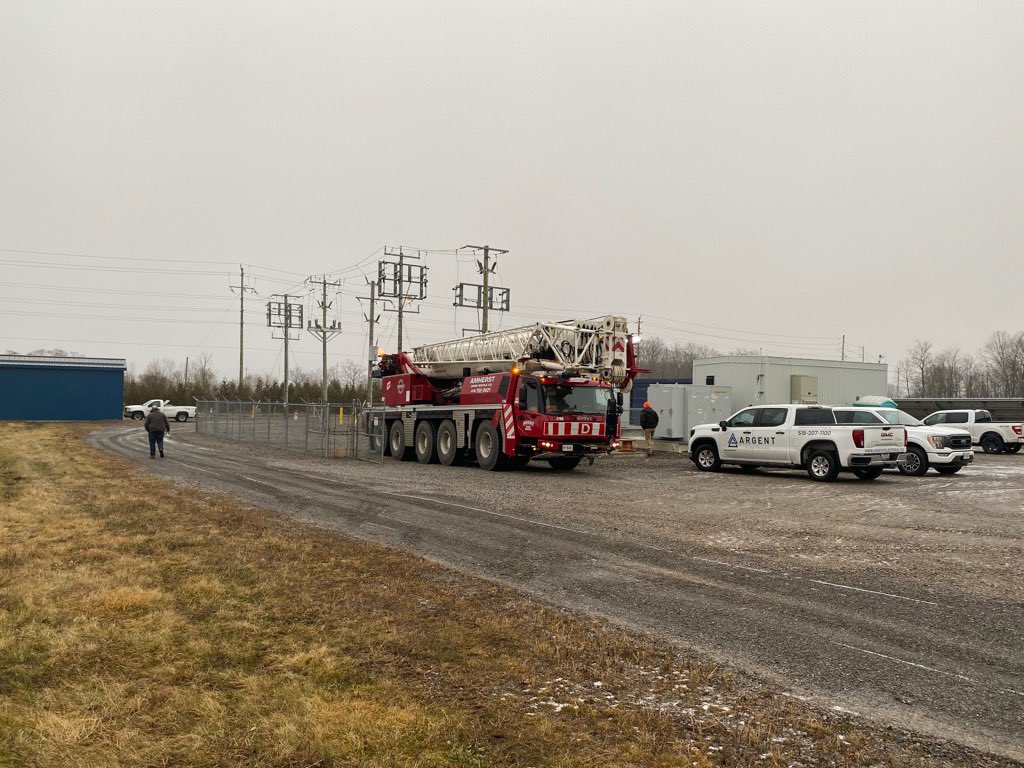We are assisting a customer today with the off loading of 10MVA 44kV-27.6kV Station transformer for a solar farm in Eastern Ontario. #solar #electrical #Ontario
