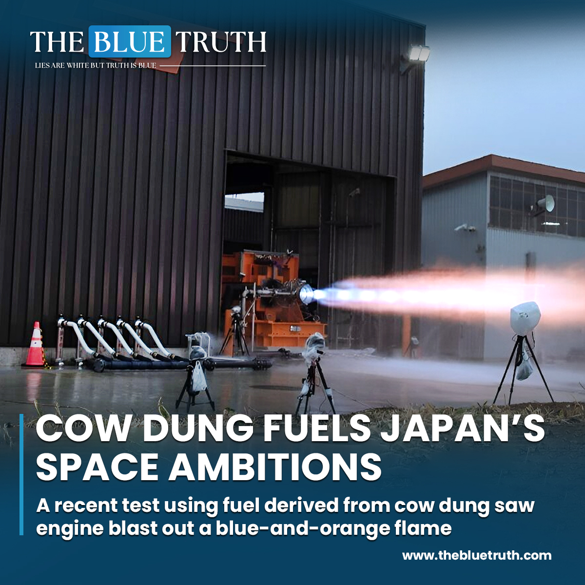 thebluetruth_'s tweet photo. Cow dung fuels Japan’s space ambitions.
A recent test using fuel derived from cow dung saw an engine blast out a blue-and-orange flame.

#SpaceIndustry #RocketEngine #BiomethaneFuel #CowDungFuel #InterstellarTechnologies #tbt #TheBlueTruth https://t.co/V5j6FQRdpg