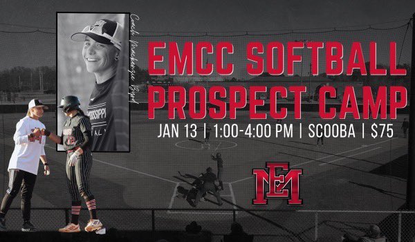 🌟NEW YEAR PROSPECT CAMP🌟 🗓️ Save the date and register for EMMC Softball camp January 13,2024 ‼️9-12th Grade ⏰1:00PM-4:00PM 📍1512 Kemper St. Scooba, MS 39358 We can’t wait to meet some future Lions 🦁 Resister in the link below ⬇️ docs.google.com/forms/d/e/1FAI…