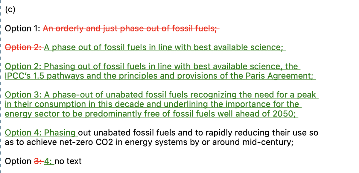 This is the new draft language on fossil fuel phase out that has emerged today at #COP28📷 Spare a thought for diplomats, NGOs and journalists who will try to navigate this stuff in the next few days. Probably the most consequential word salad in the world.