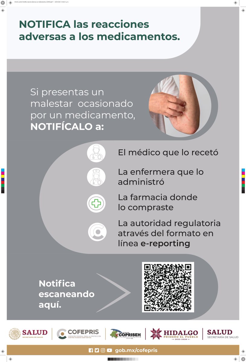 coprisehgo's tweet photo. #COPRISEH NOTIFICA las reacciones adversas a los medicamentos y previene riesgos sanitarios #SaludDerechoHumano https://t.co/U7eU2kero9
