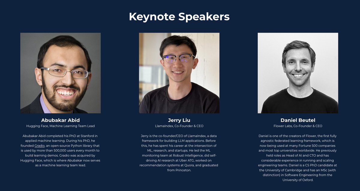 Abubakar Abid 🍉 (@abidlabs) on Twitter photo Will be giving a keynote at the <a href="/PyDataGlobal/">PyData Global</a> conference in a few minutes. Join me to learn all about Gradio, especially Gradio 4.0 🔥
pydata.org/global2023 Will be giving a keynote at the <a href="/PyDataGlobal/">PyData Global</a> conference in a few minutes. Join me to learn all about Gradio, especially Gradio 4.0 🔥
pydata.org/global2023
