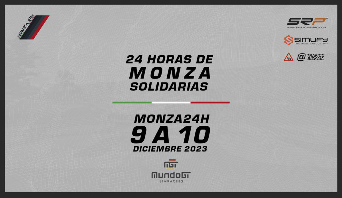 24hMonza's tweet photo. Mañana a esta hora estará dándose el verde de la 5ª edición de las #24HorasdeMonzaSolidarias2023

Gracias a todos por el apoyo y la confianza.

Este año #VamosConTodo

@MundoGT
@TraficoBizkaia
@SRPsimracingpro
@simufy
#EnerSur https://t.co/R1XLg9LsCK