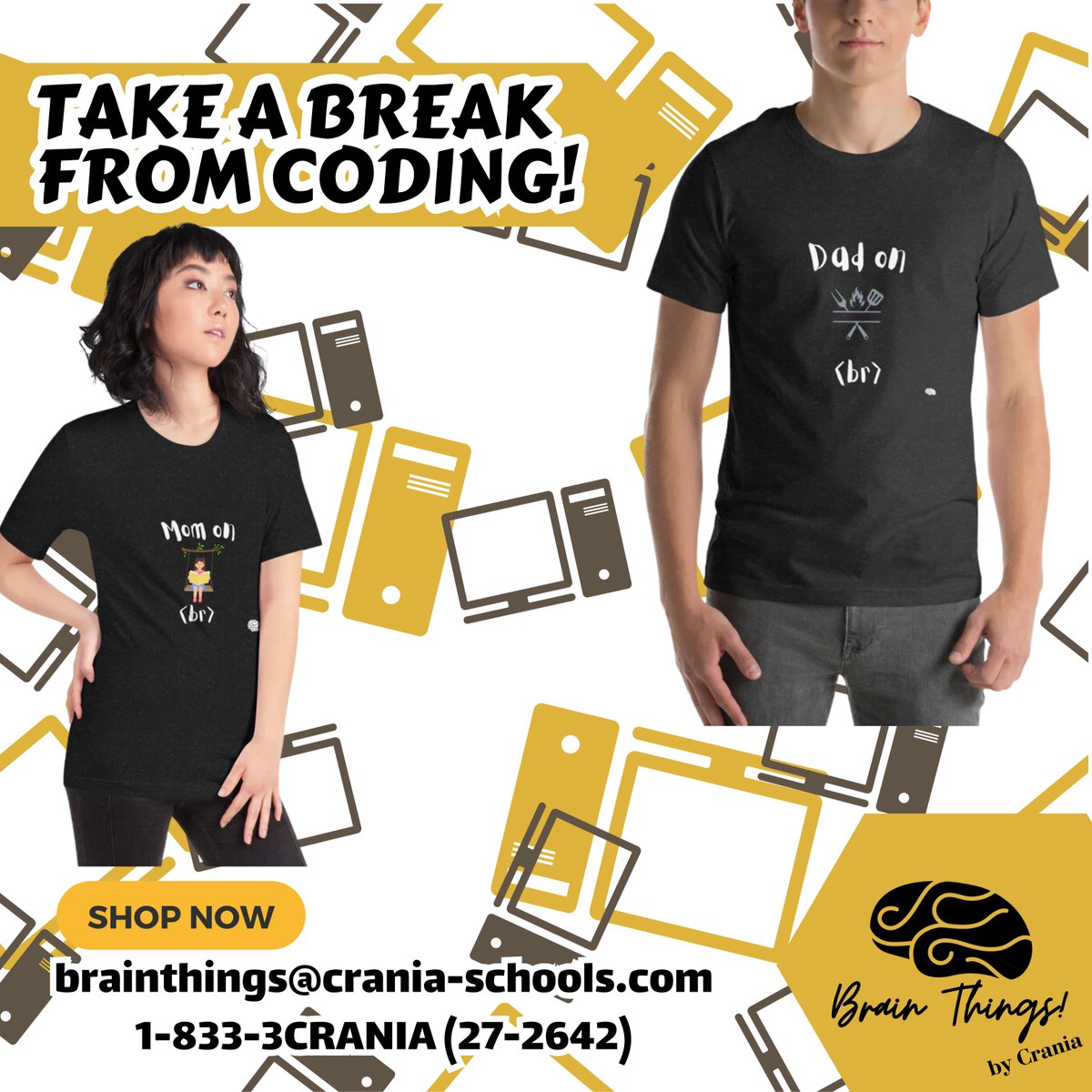 It's Day 8 of the 12 days of Christmas - 'On break from coding' shirts for Dad & Mom! Just in time to wear while explaining that their offspring is embarking a career in computer science ☺️
brainthings.crania-schools.com/?utm_source=tw…
#12DaysofGifts #codingnerd #nerdygifts #festivegifts #codinggifts