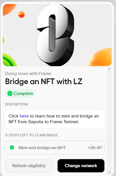 PeakyClubENG's tweet photo. Hello, friends! 🌟

@frame_xyz #Testnet Mission 5 is active

🔗 https://t.co/Ebd4U9kdXE

We mint #NFT  on #sepolia  and bridge to #Frame network with @LayerZero_Labs 

We get mission 5 #badge by confirming 🚀

Don't forget 

🔗https://t.co/6hhiCJ1rSE

#Airdrop #Crypto #Blockchain https://t.co/zdUj03KujO