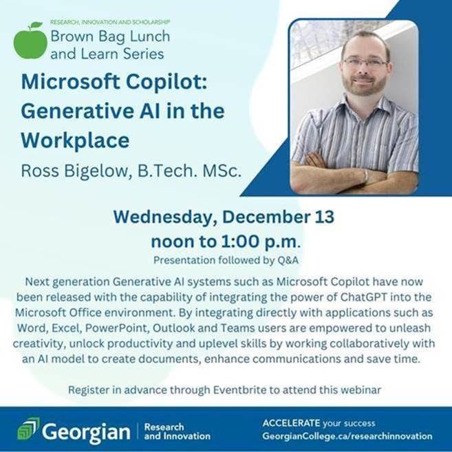 Dive into the future of work on Wed. Dec. 13 at noon for a free webinar exploring the impact of #MSCopilot, the next-gen generative AI system integrating ChatGPT into Microsoft Office with Georgian’s Ross Bigelow. 

🗓️Register now: buff.ly/48birZf #ExperienceGeorgian