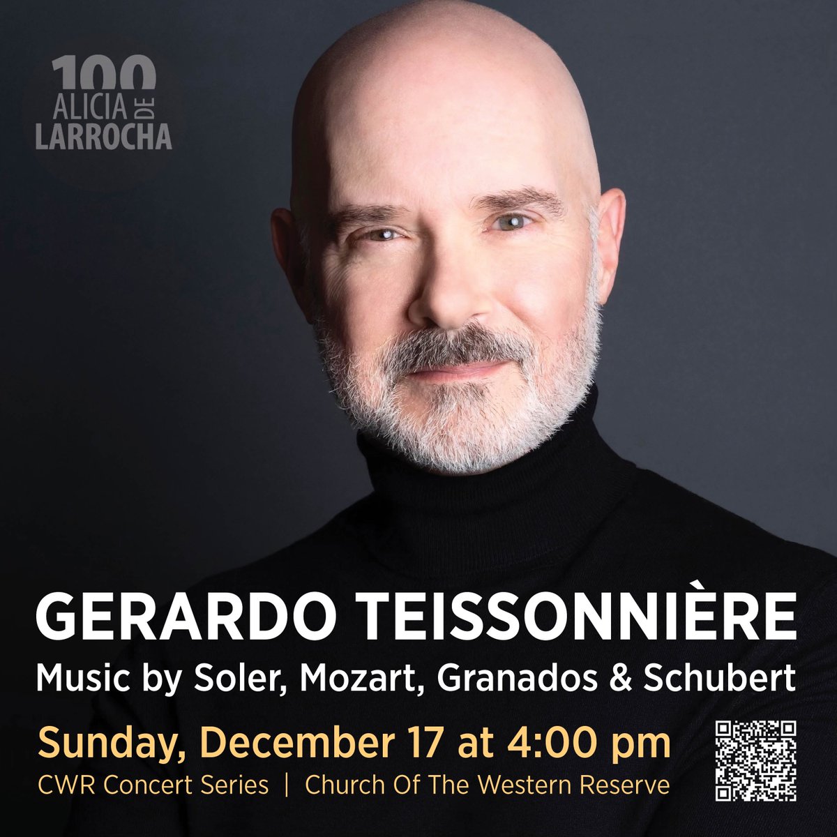 Sunday, December 17 at 4pm EST in #Cleveland! cwr.church/event-details/… 
#piano #recital #spanishmusic #schubert #mozart #granados #antoniosoler #aliciadelarrocha #adl100