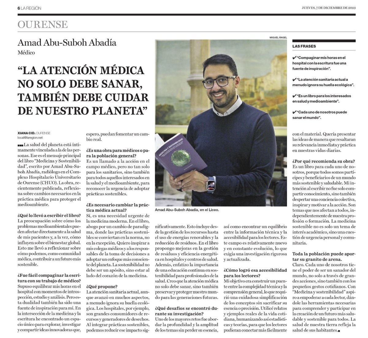 Encantado de compartir mi visión sobre la intersección entre medicina y medio ambiente con @xianaaa para @LaRegion 🌿🌍 @javierpadillab #EnvironmentalHealth #Healthcare #ClimateChange #PlanetaryHealth #HealthInnovation #Sustainability #COP28 #HealthAndEnvironment