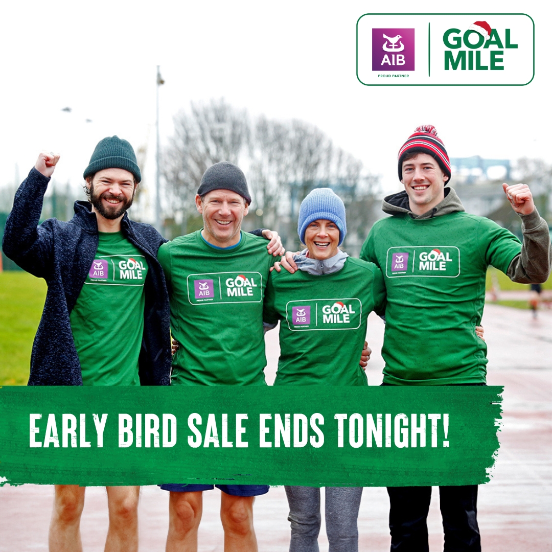 ⏰ Only HOURS left of the early bird discount! It's your last chance to save €€ on entry fee. Let's step up together as a community this Christmas and support people living in vulnerable communities globally 🎄🌍 Sign up now ➡️ bit.ly/4akLiw2 #GOALMile #BackedByAIB