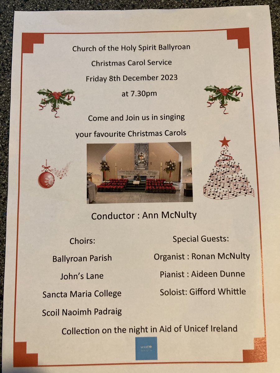 Best of luck to SMC Chamber choir and all choirs singing in Ballyroan church this evening.
Always a lovely community event 🎶🌲@ballyroanparish <a href="/CeistTrust/">CEIST</a> #togetheratSMC