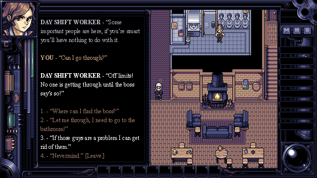 A mock up for our updated dialogue UI
#gamedev #pixelart #ドット絵  #indiedev #PC98 #RPG #indiegames #IndieGameDev