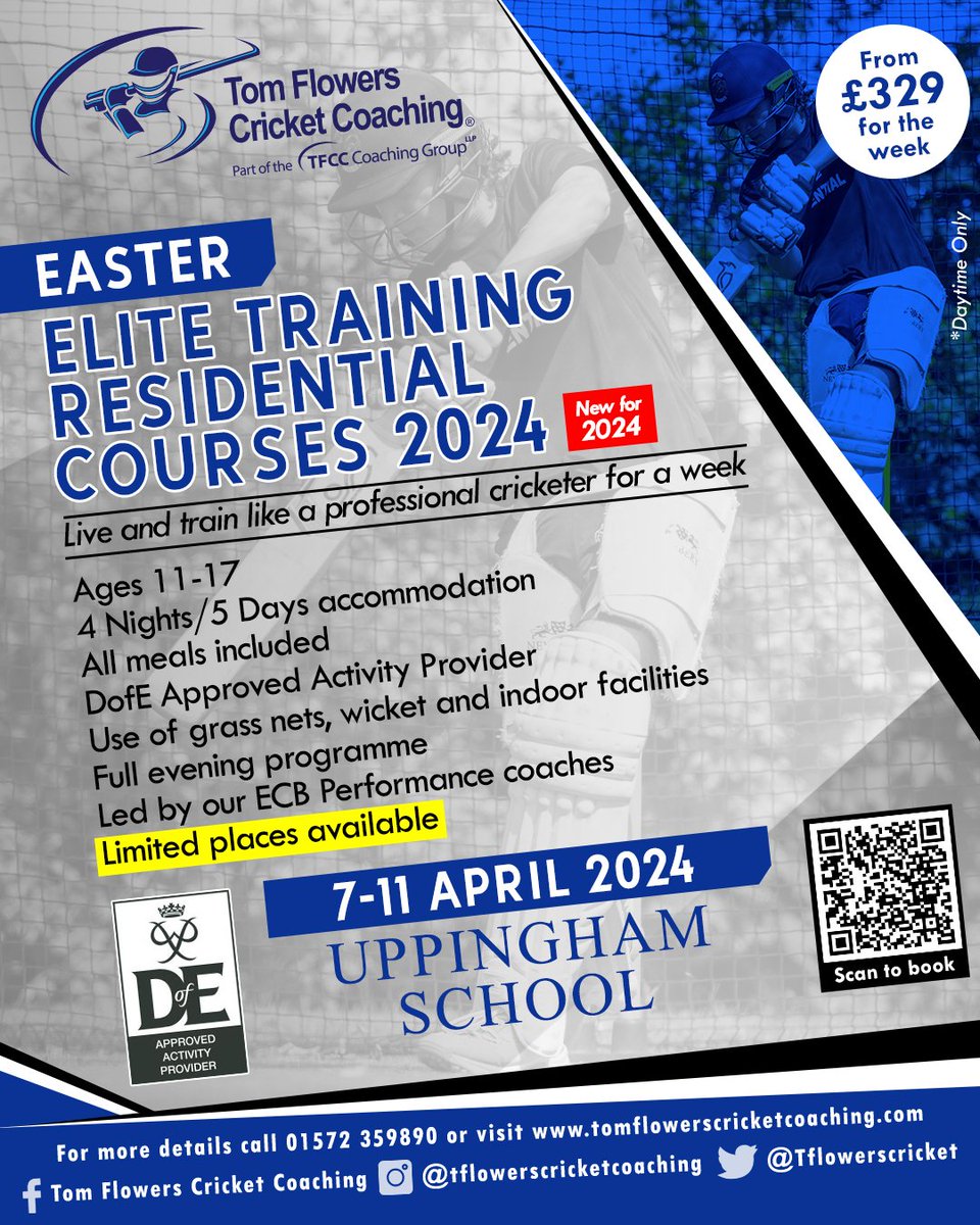 🚨JUST IN - Easter Residential date added 🚨

<a href="/UppinghamSchool/">Uppingham School</a>

💥 BRAND NEW VENUE for 2024 💥

Due to unprecedented demand this year we're delighted to announce an additional date this Easter on our Elite Residential 2024 programme!

📅7-11th April 2024

Featuring:
☀️5 days 
🌙4