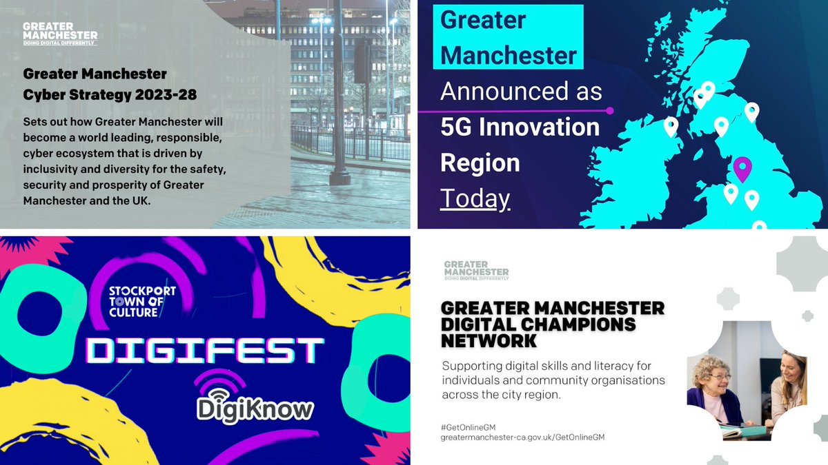 📰 Your weekend reading sorted! Catch up on the latest #GMDigital bulletin; 📣 @innovateheruk Social Impact Report 2023 📣 GM launch #Cyber Strategy 2023-28 📣@SciTechgovuk announce GM as 5G Innovation Region 📣 @McrDig Digital Skills Festival 2024 ➡️mailchi.mp/dbf983d8ba5e/d…