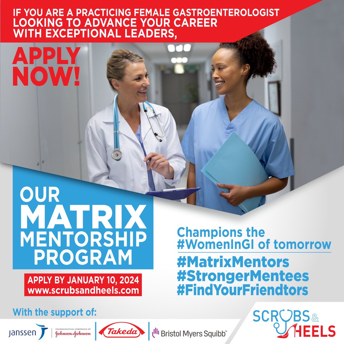 📣#WomenInGI 🩺 Ready to take your GI career to the next level ? 🤝Want to engage w #Friendtors excited to be part of your personal growth? #ScrubsNHeels #MatrixMentorship is for you! ✅Mentor/Sponsorship ✅Coaching ✅Peer allyship Apply now ! Scrubsandheels.com