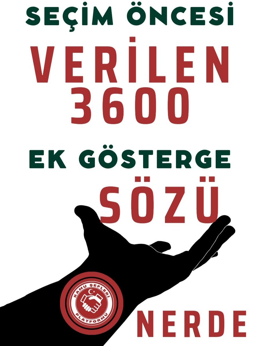 Sayın Cumhurbaşkanımız <a href="/RTErdogan/">Recep Tayyip Erdoğan</a> söz verdi, Sn. Bakanımız <a href="/vedatbilgn/">Vedat Bilgin</a> tasarı hazır dedi, seçim sonrası TBMM'e sunulacaktı? Sn. Bakanım <a href="/isikhanvedat/">Prof. Dr. Vedat Işıkhan</a>   3600 Sözü Nerde ?  #KamuŞefleri Platformu    <a href="/_cevdetyilmaz/">Cevdet Yılmaz</a>   <a href="/erkanakcay45/">Erkan Akçay</a>   @yenisehirlioglu   <a href="/avabdullahguler/">Abdullah Güler</a> <a href="/_aliyalcin_/">Ali YALÇIN</a>