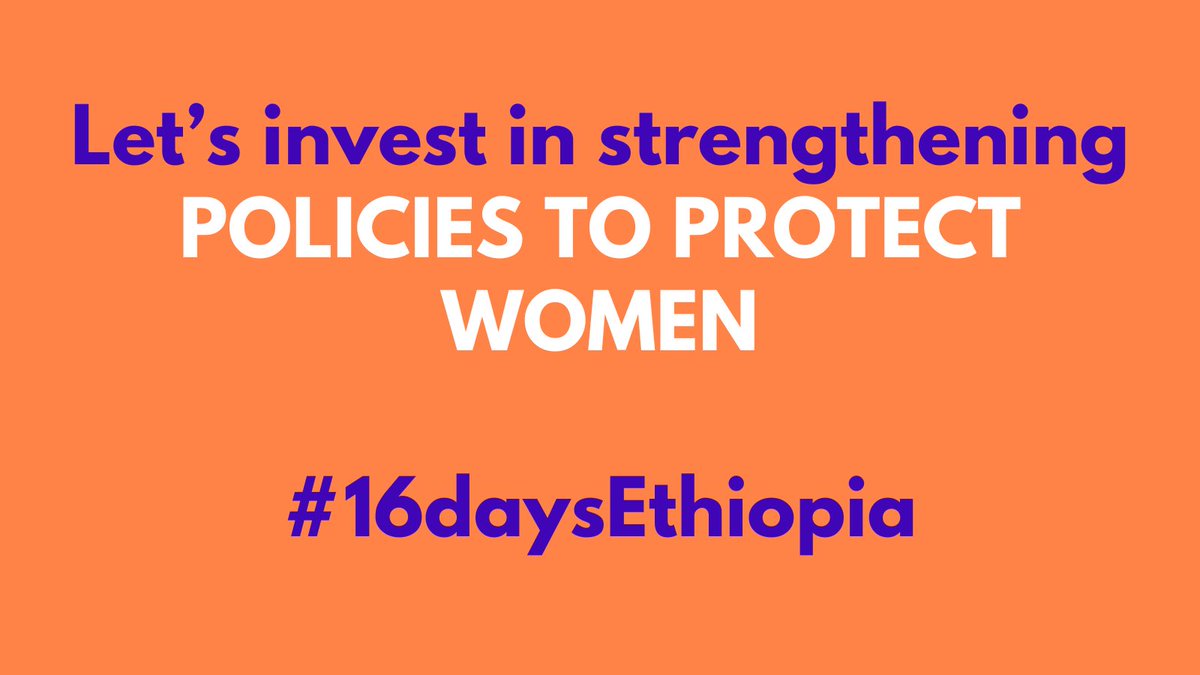 Let’s invest in strengthening policies and legal frameworks to protect women and their right to be free from violence and to hold offenders accountable! Effective enforcement of laws ensures the reduction of #GBV! #16daysEthiopia #NoExcuse @aics_it