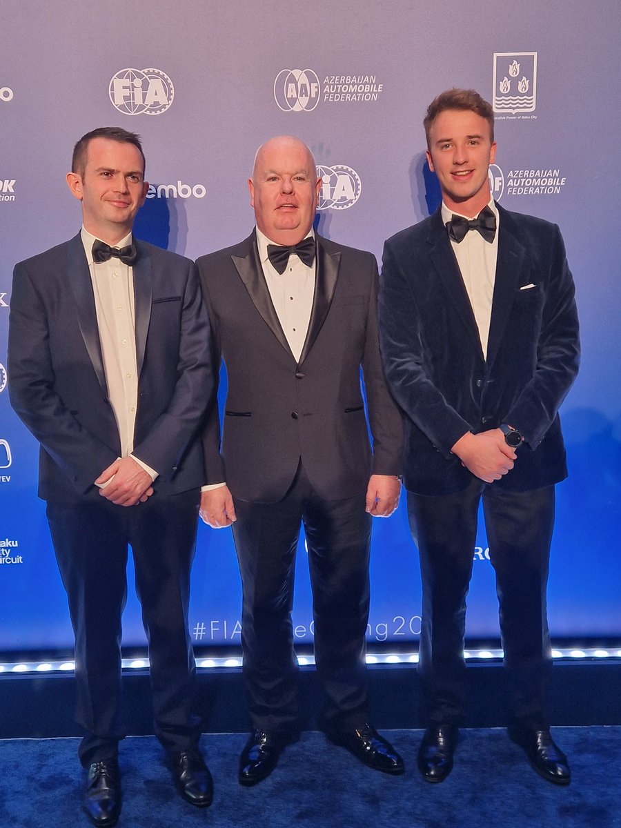 I am honoured to be here in Baku Azerbaijan at the FIA prize-giving with William & Liam @MotorsportIRL @WCreighton1 @liam_regan55 @MIRallyAcademy @fia