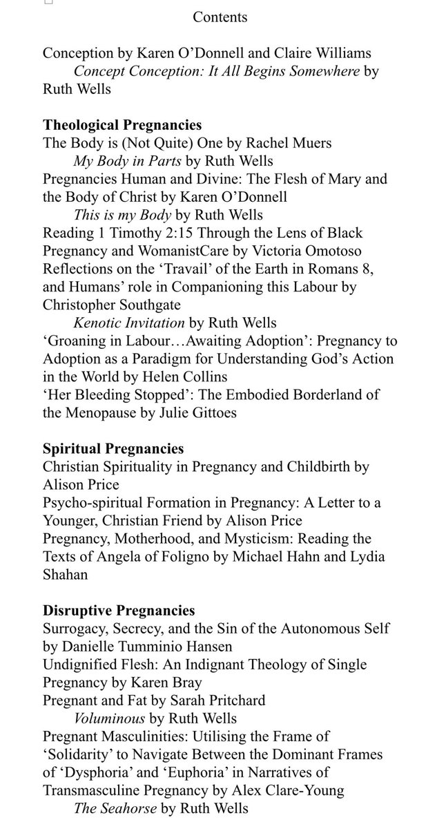 kmrodonnell's tweet photo. Ok friends! Here we go! The manuscript is almost finished and we thought you might like a peek at the chapters in:

Theologies from the Inside Out: Critical Conceptions of Pregnancy and Birth @ClaireWTheology 

Out with @SCM_Press in 2024 #pregnancy #theology https://t.co/2hALTXfM47
