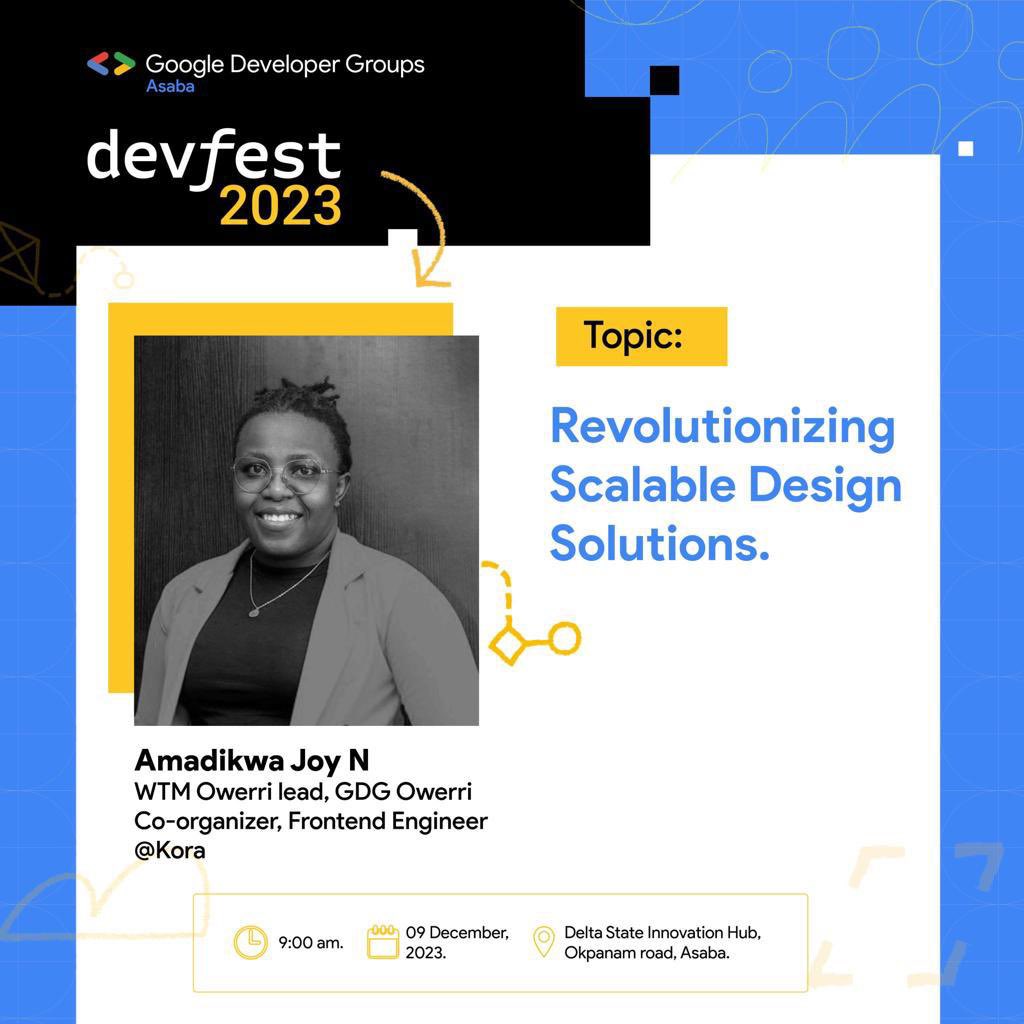 Hello world, let’s do it the Asaba way. I will be at #DevFest Asaba tomorrow to discuss about Revolutionize Scalable design solutions. Let’s connect in Asaba. #devfestasaba #devfest23